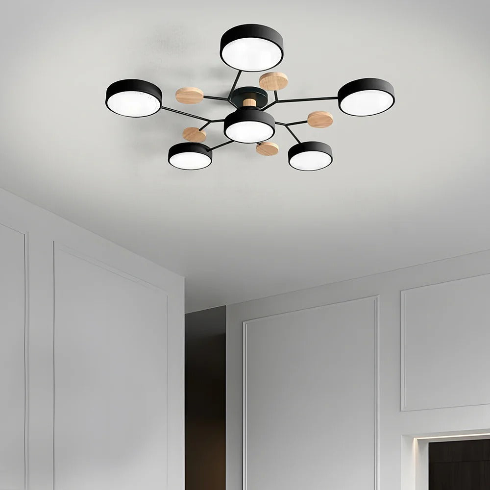 Semi-Flush Ring LED Ceiling Fixture – Multiple Rings, Iron & Acrylic, Dimmable Color Modes for Bedroom, Living Room & Hallway | Thomler