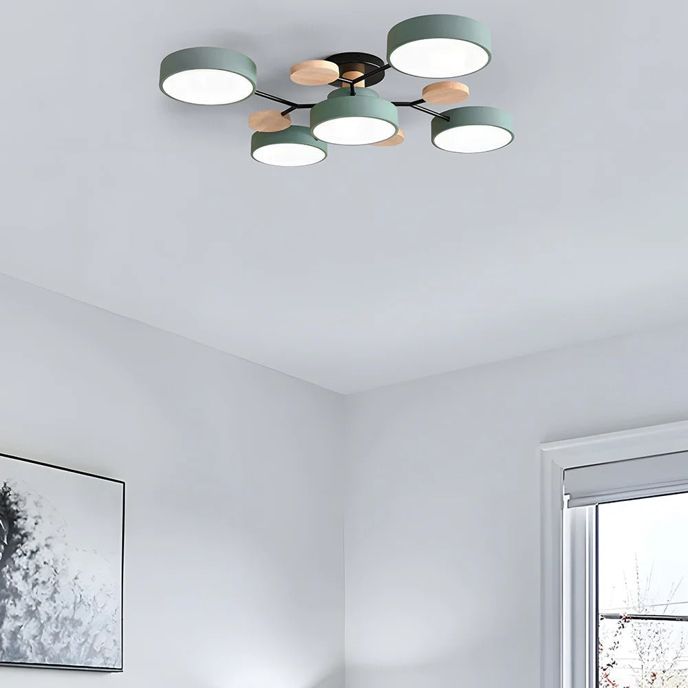 Semi-Flush Ring LED Ceiling Fixture – Multiple Rings, Iron & Acrylic, Dimmable Color Modes for Bedroom, Living Room & Hallway | Thomler