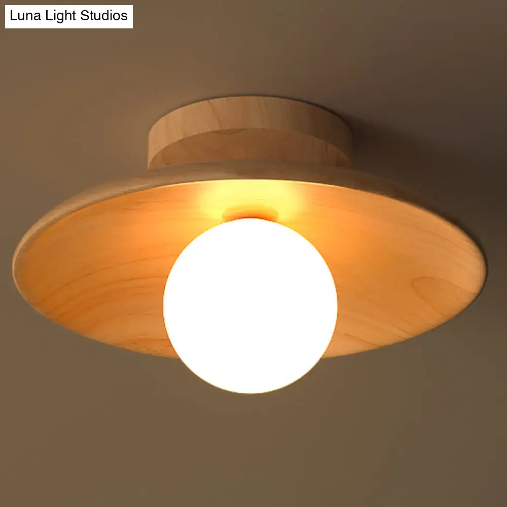 Wooden Semi-Flush Ceiling Lamp – Compact Round G9 Fixture for Hallways & Bedrooms – Mission-Style Recessed Design | Thomler