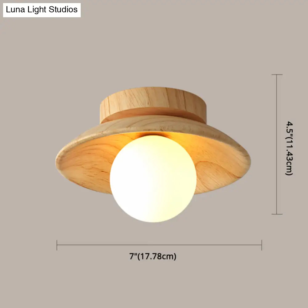 Wooden Semi-Flush Ceiling Lamp – Compact Round G9 Fixture for Hallways & Bedrooms – Mission-Style Recessed Design | Thomler