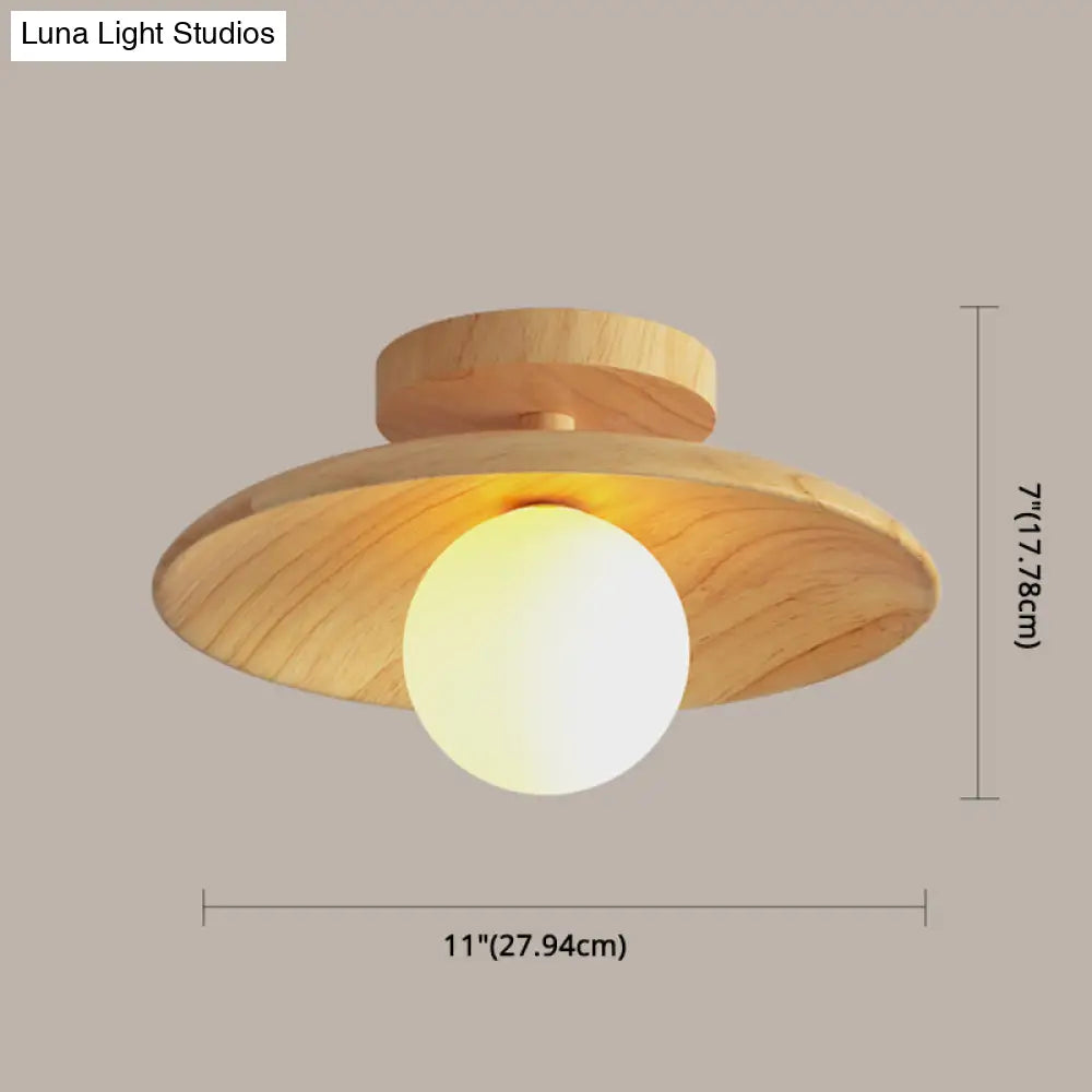 Wooden Semi-Flush Ceiling Lamp – Compact Round G9 Fixture for Hallways & Bedrooms – Mission-Style Recessed Design | Thomler