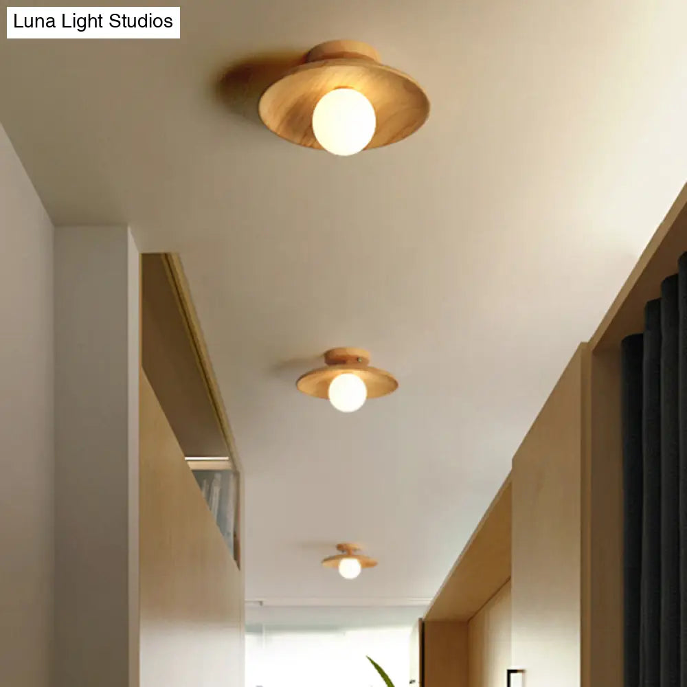 Wooden Semi-Flush Ceiling Lamp – Compact Round G9 Fixture for Hallways & Bedrooms – Mission-Style Recessed Design | Thomler