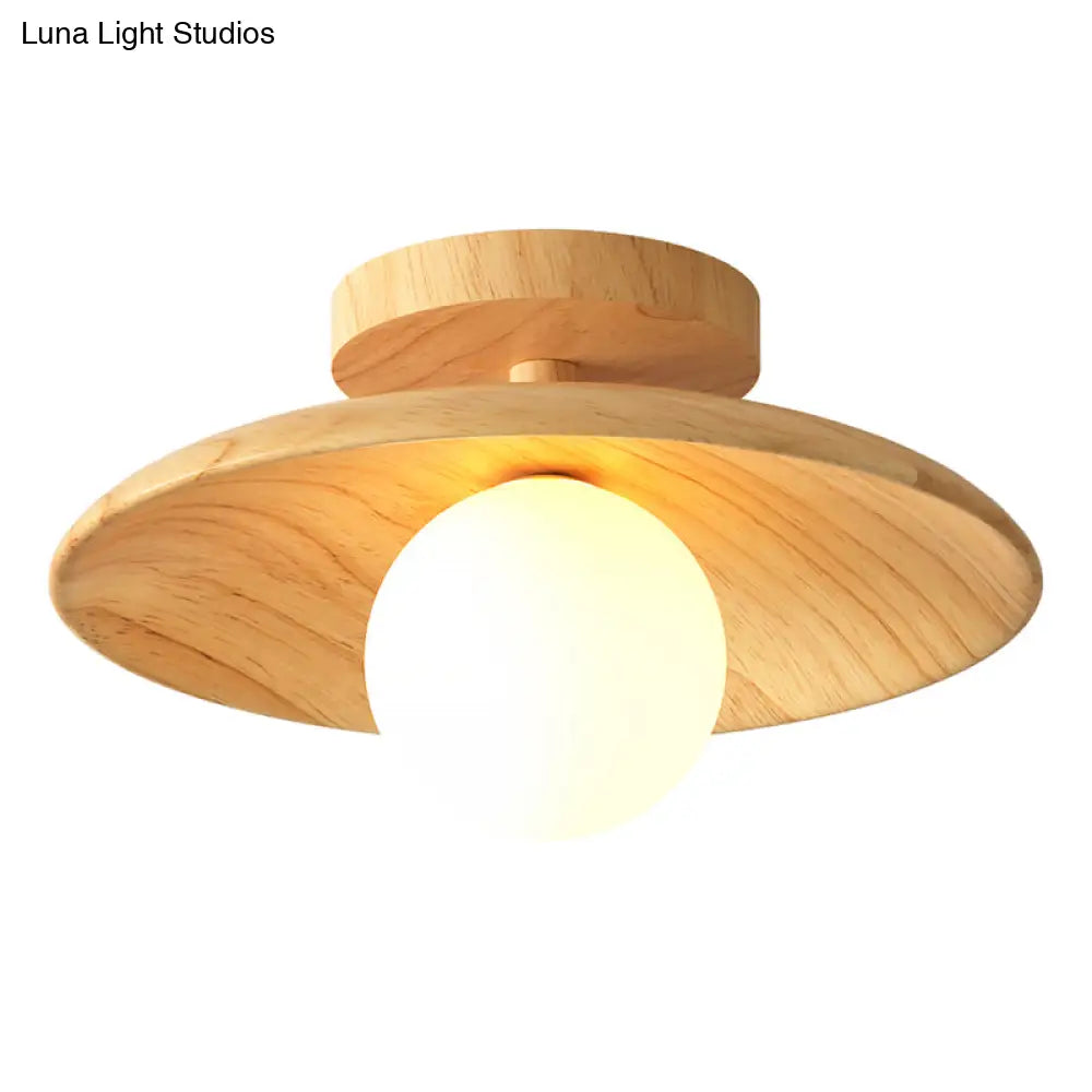 Wooden Semi-Flush Ceiling Lamp – Compact Round G9 Fixture for Hallways & Bedrooms – Mission-Style Recessed Design | Thomler