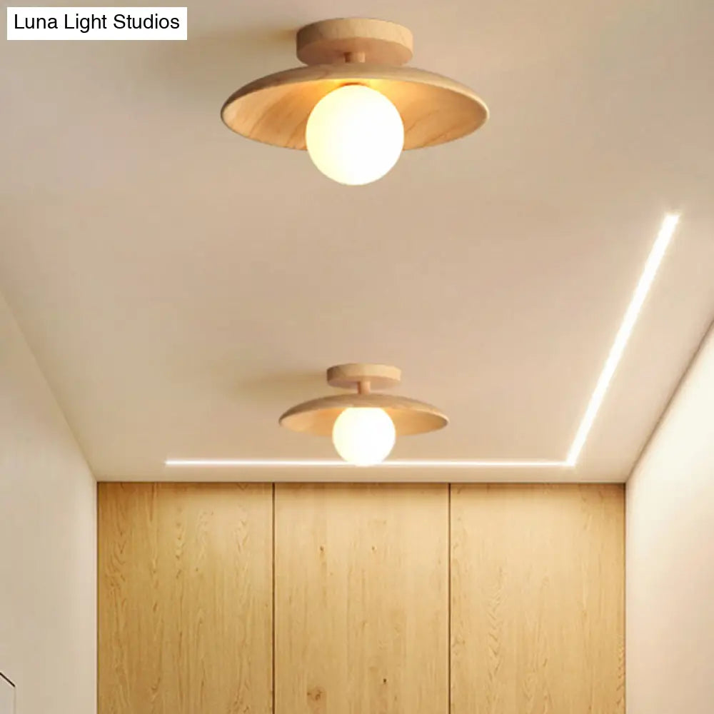Wooden Semi-Flush Ceiling Lamp – Compact Round G9 Fixture for Hallways & Bedrooms – Mission-Style Recessed Design | Thomler