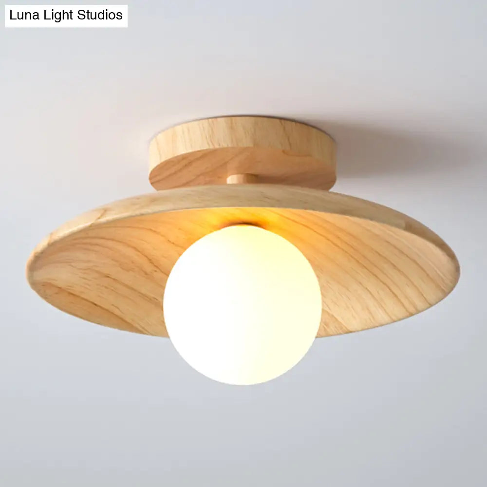 Wooden Semi-Flush Ceiling Lamp – Compact Round G9 Fixture for Hallways & Bedrooms – Mission-Style Recessed Design | Thomler