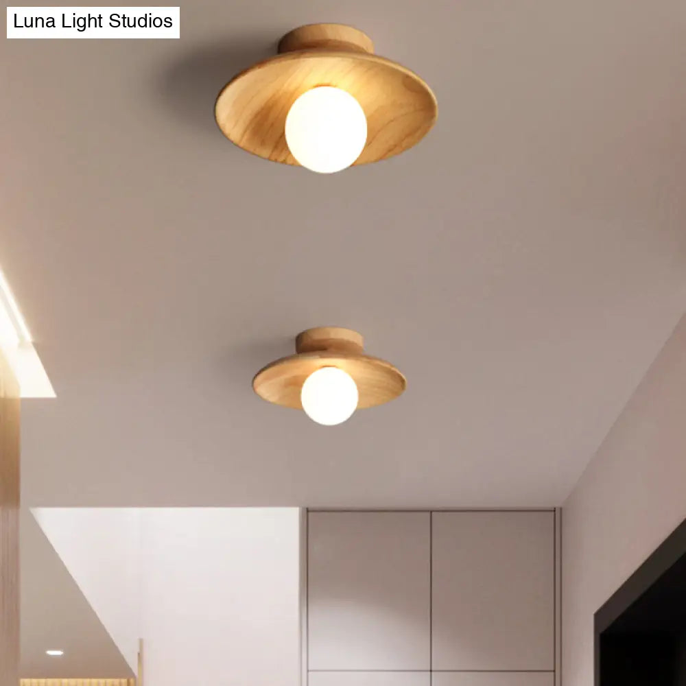 Wooden Semi-Flush Ceiling Lamp – Compact Round G9 Fixture for Hallways & Bedrooms – Mission-Style Recessed Design | Thomler
