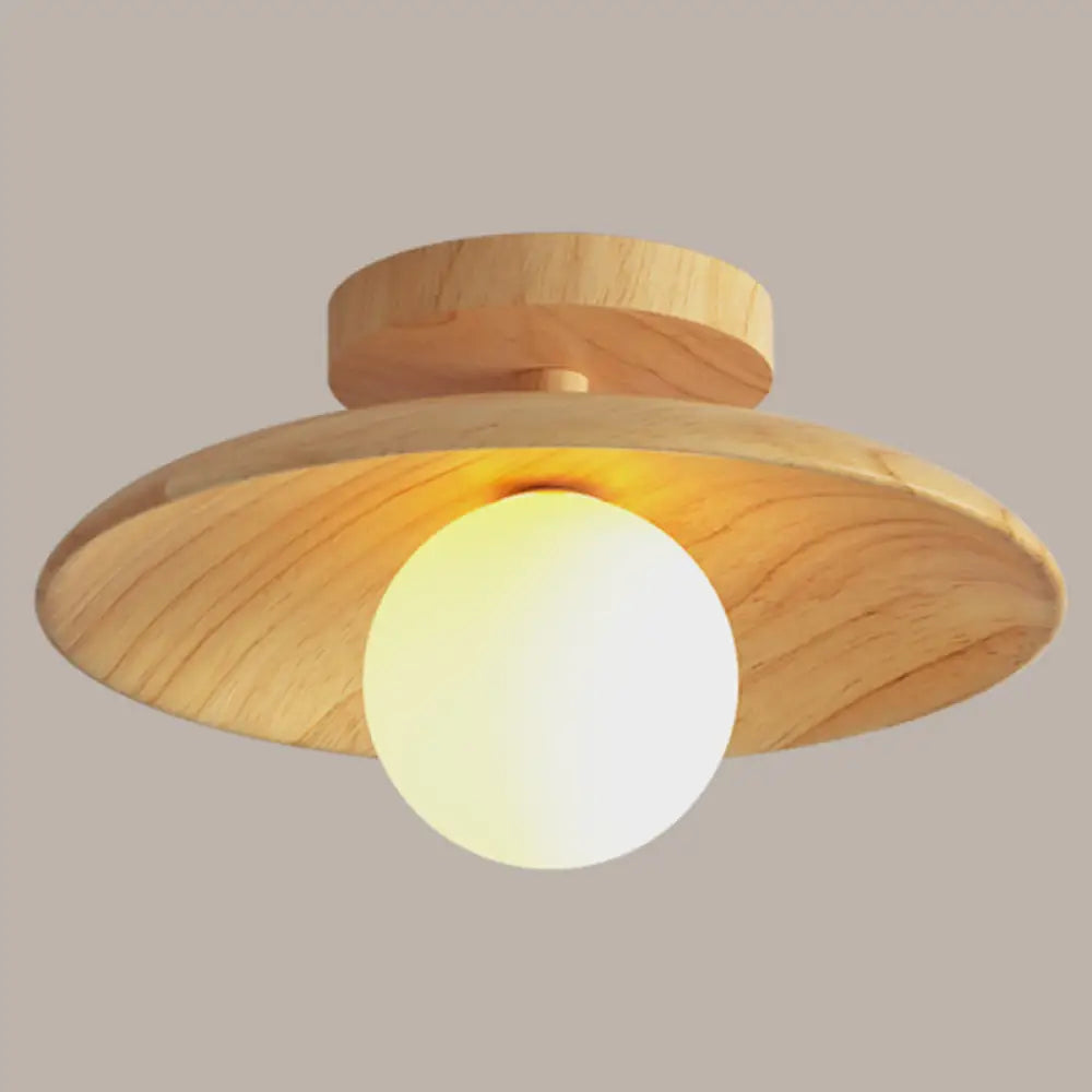 Wooden Semi-Flush Ceiling Lamp – Compact Round G9 Fixture for Hallways & Bedrooms – Mission-Style Recessed Design | Thomler