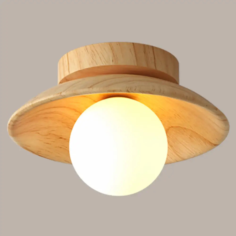 Wooden Semi-Flush Ceiling Lamp – Compact Round G9 Fixture for Hallways & Bedrooms – Mission-Style Recessed Design | Thomler