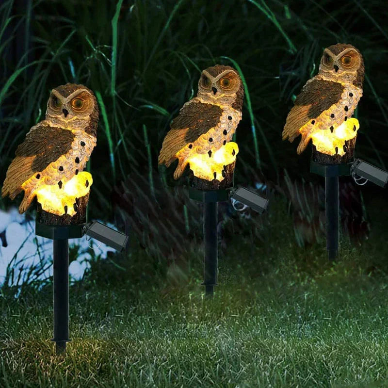 Solar-Powered Decorative Owl Pathway Stake Light for Garden, Patio & Yard with Auto On/Off LED Warm Glow | Thomler