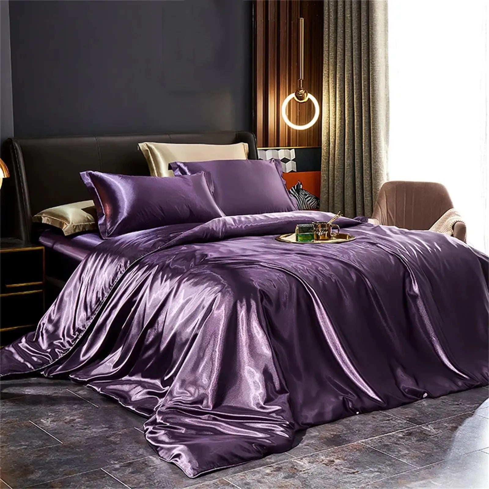 100% Mulberry Silk Sheet Set – Full Bed Ensemble with Duvet Cover, Fitted Sheet & Pillowcases for Cool, Luxurious Sleep | Thomler