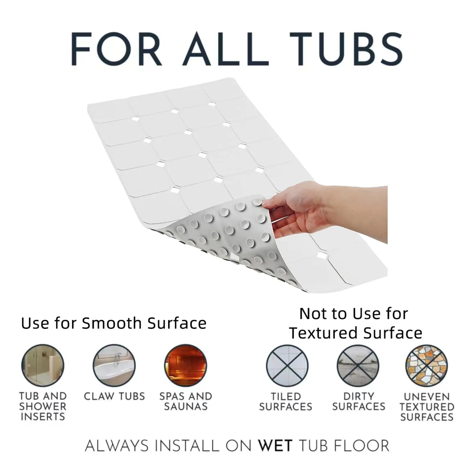 Non-Slip Silicone Shower Mat with Suction Cups – Foldable Bathtub Safety Mat for Wet Surfaces, Quick-Dry Design for Everyday Use | Thomler