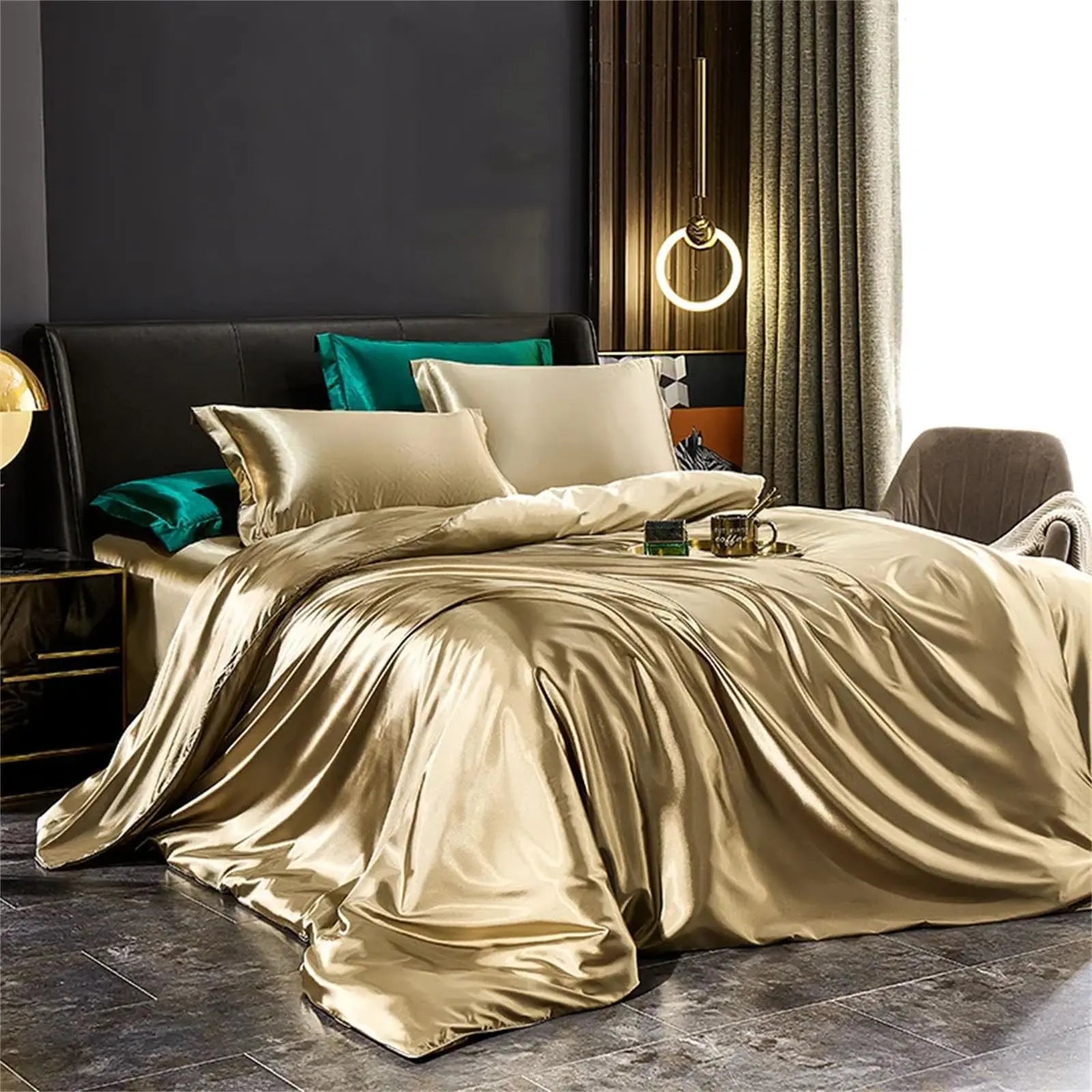 100% Mulberry Silk Sheet Set – Full Bed Ensemble with Duvet Cover, Fitted Sheet & Pillowcases for Cool, Luxurious Sleep | Thomler