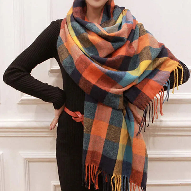Cashmere Plaid Scarf – Lightweight All-Season Wrap for Women | Thomler