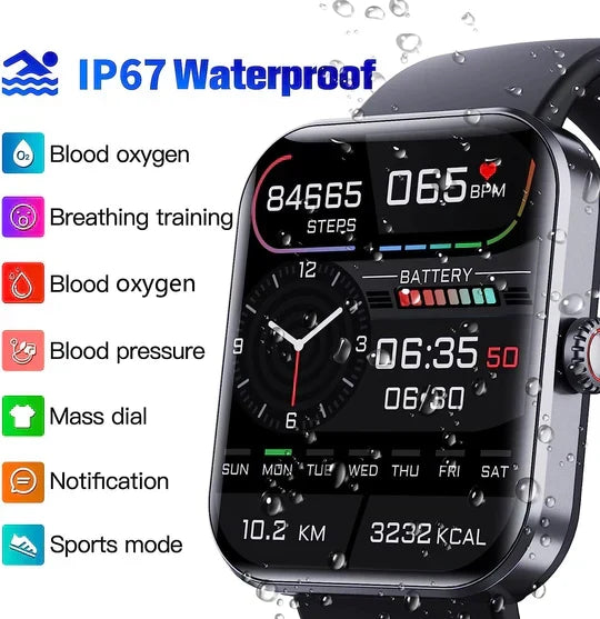 Fitness Tracker Smartwatch with Glucose Monitor, Heart Rate & Sleep Tracking for Active Wellness | Thomler