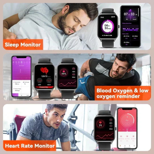 Fitness Tracker Smartwatch with Glucose Monitor, Heart Rate & Sleep Tracking for Active Wellness | Thomler