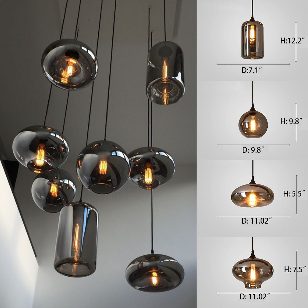 Spiral Glass Chandelier for Two-Story Entryway Multi-Light Dimmable Fixture for Stairwell Foyer Living Room High Ceiling | Thomler