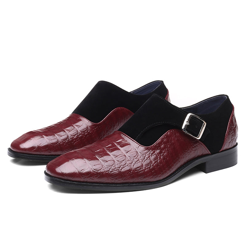 Textured Faux Leather Oxford Shoes for Men – Formal Lace-Up Design with Water-Resistant Finish – Classic Maroon | Thomler