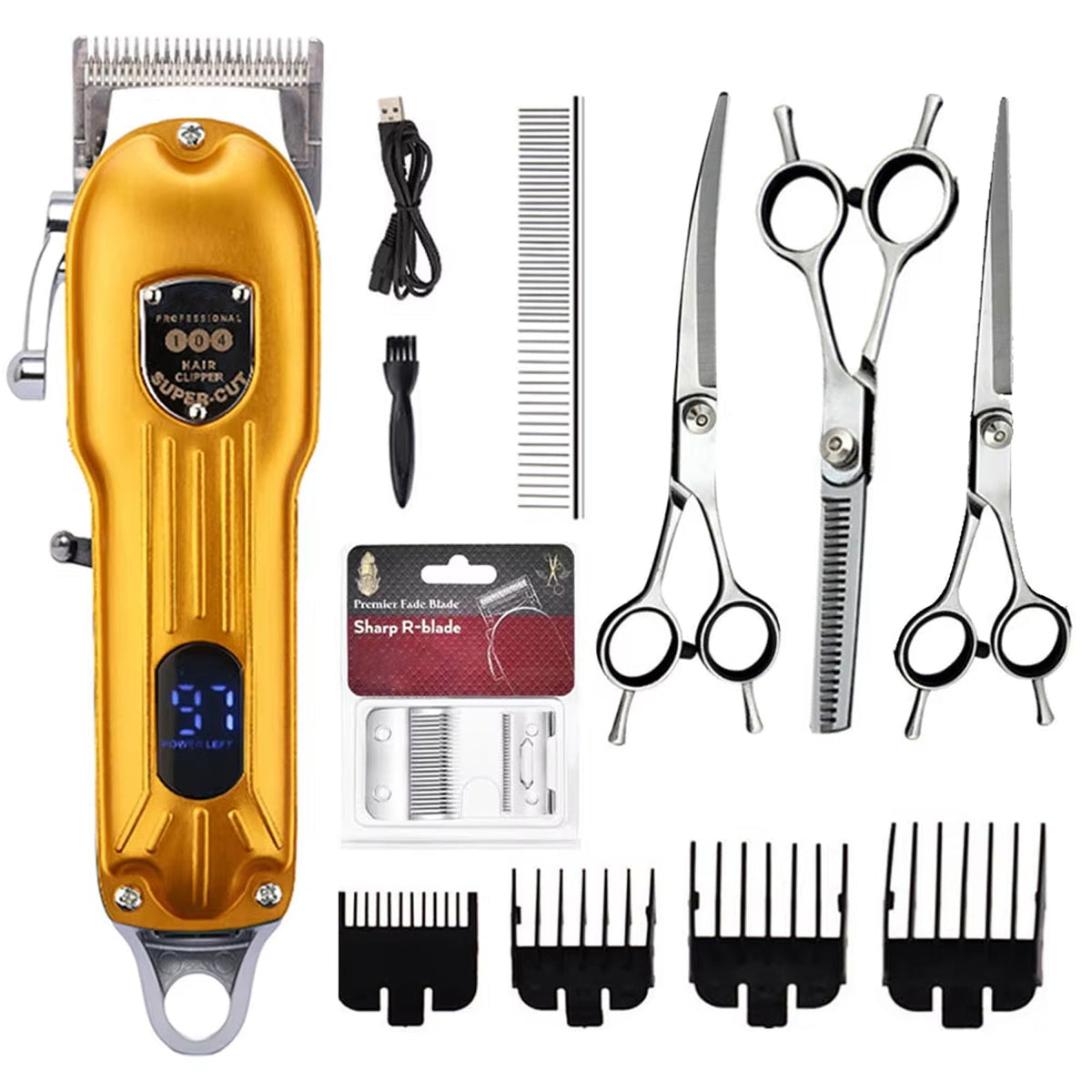 Cordless Pet Grooming Clippers with Quiet Motor & Steel Blades for Dogs & Cats – Rechargeable Trimmer Kit with LED Display | Thomler