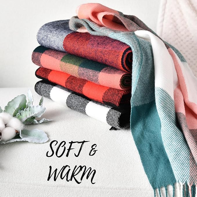 Plaid Cashmere Winter Shawl for Women – Cozy Oversized Wrap Scarf for Cold Weather, Evening Events & Daily Wear | Thomler