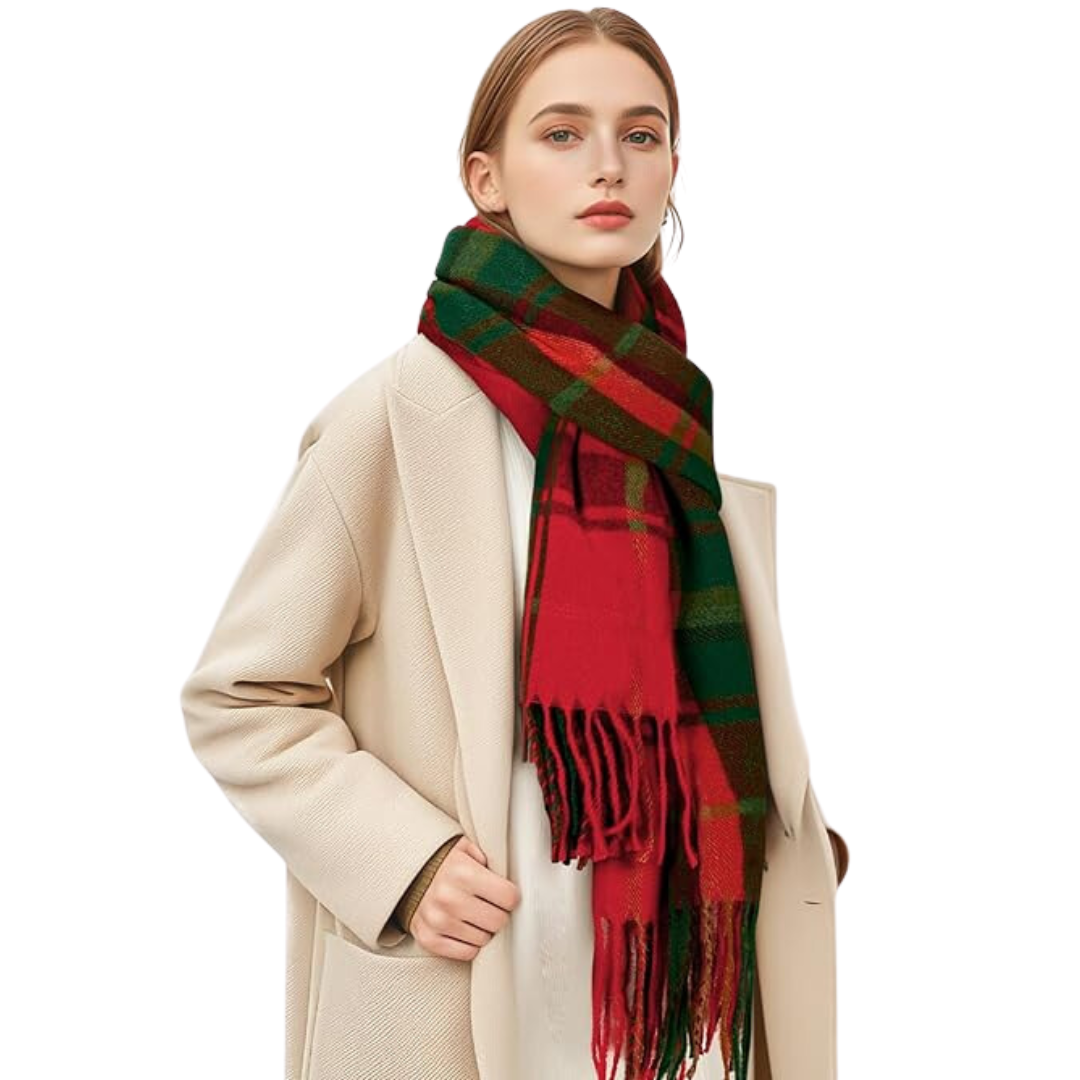Plaid Cashmere Winter Shawl for Women – Cozy Oversized Wrap Scarf for Cold Weather, Evening Events & Daily Wear | Thomler
