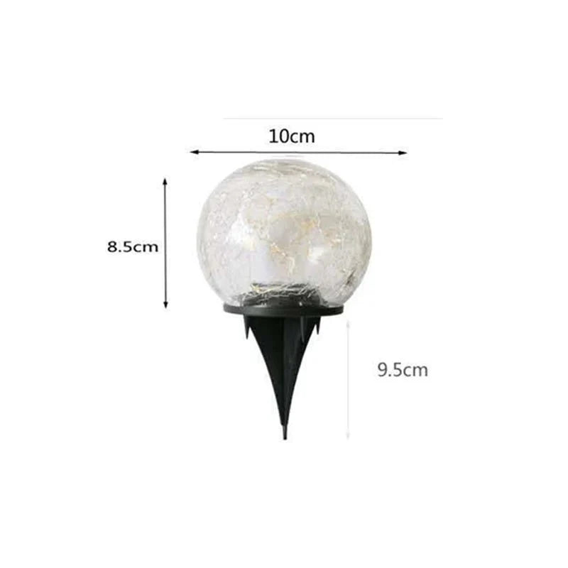 Outdoor Solar Glass Globe Lamp Cracked 6 in Waterproof Garden Patio Path Lighting Decorative | Thomler