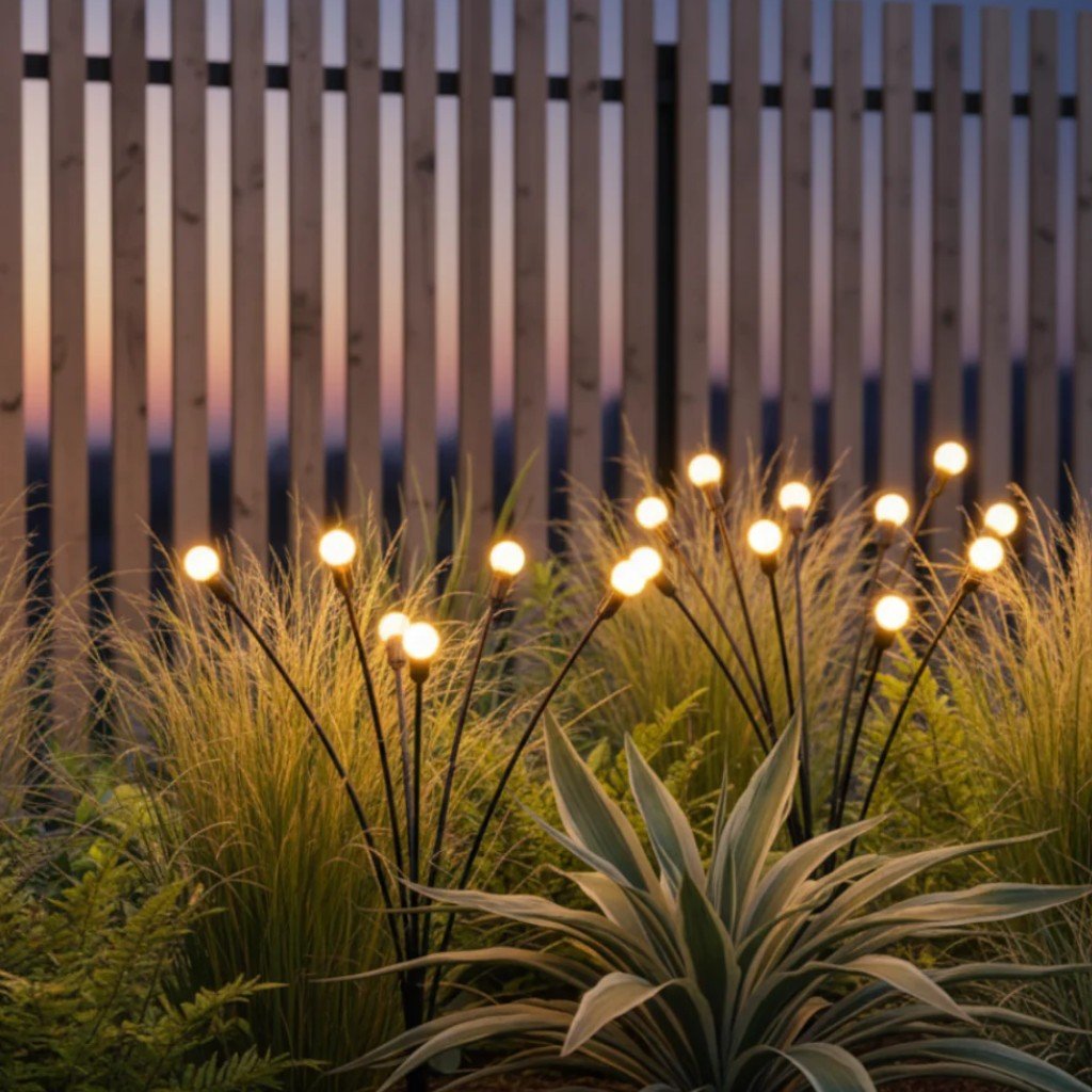 Swaying LED Garden Stakes Solar Powered Outdoor Pathway Lights Warm White Waterproof Decorative Lawn Accent Lighting for Yard Patio Walkway | Thomler