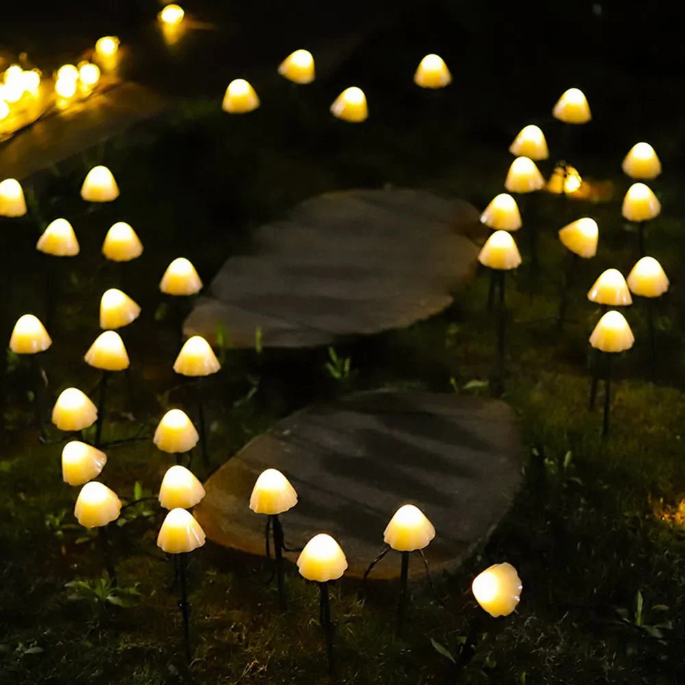 Solar Garden Light PVC 8 in Mushroom Outdoor Decorative Pathway LED 10 Pack | Thomler