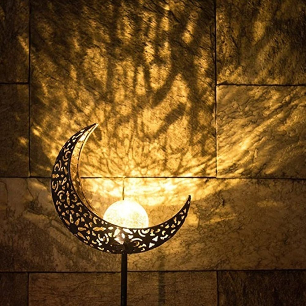Outdoor Solar Half-Moon Light Stainless Steel 30 in Pathway Garden Patio Ambient Glow | Thomler