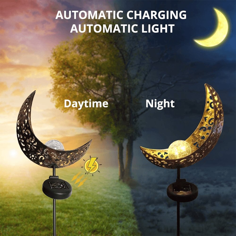 Outdoor Solar Half-Moon Light Stainless Steel 30 in Pathway Garden Patio Ambient Glow | Thomler