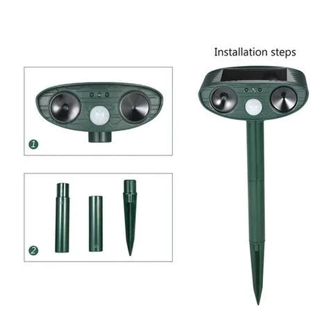 Motion-Activated Animal Deterrent with Solar Charging – Ultrasonic Pest Control for Yard & Garden Protection (4-Pack) | Thomler