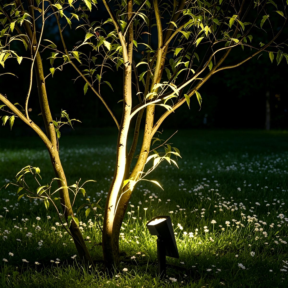 Weather-Resistant Ground-Mounted Accent Uplight for Trees & Shrubs – Solar-Powered Adjustable Garden Illumination | Thomler