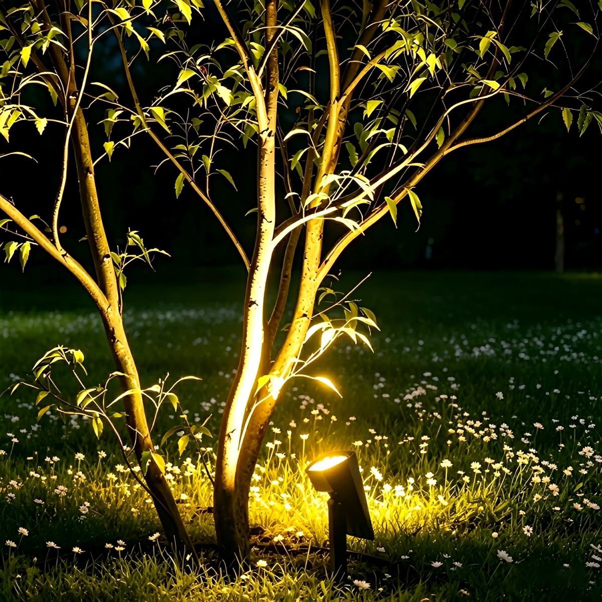 Weather-Resistant Ground-Mounted Accent Uplight for Trees & Shrubs – Solar-Powered Adjustable Garden Illumination | Thomler