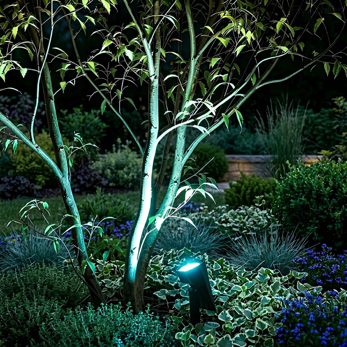 Weather-Resistant Ground-Mounted Accent Uplight for Trees & Shrubs – Solar-Powered Adjustable Garden Illumination | Thomler