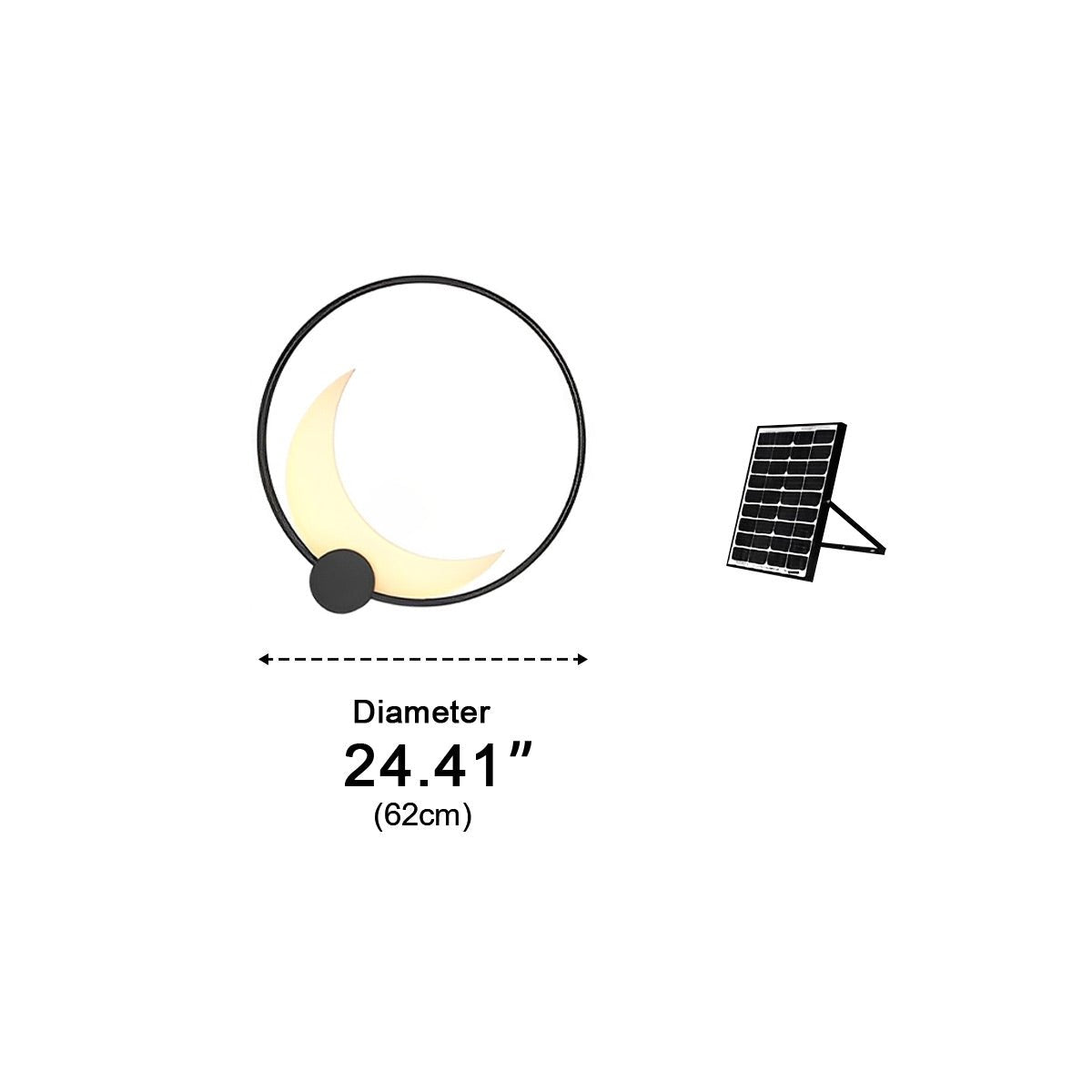 Wall Lamp Stainless Steel Moon LED 35.0 cm Black Outdoor Garden Patio Waterproof Sconce Solar Hardwired | Thomler