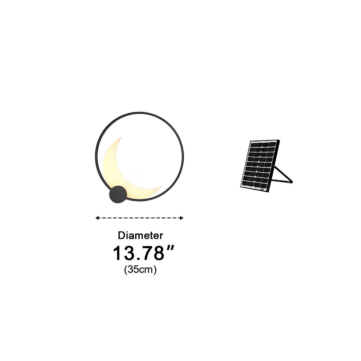 Wall Lamp Stainless Steel Moon LED 35.0 cm Black Outdoor Garden Patio Waterproof Sconce Solar Hardwired | Thomler