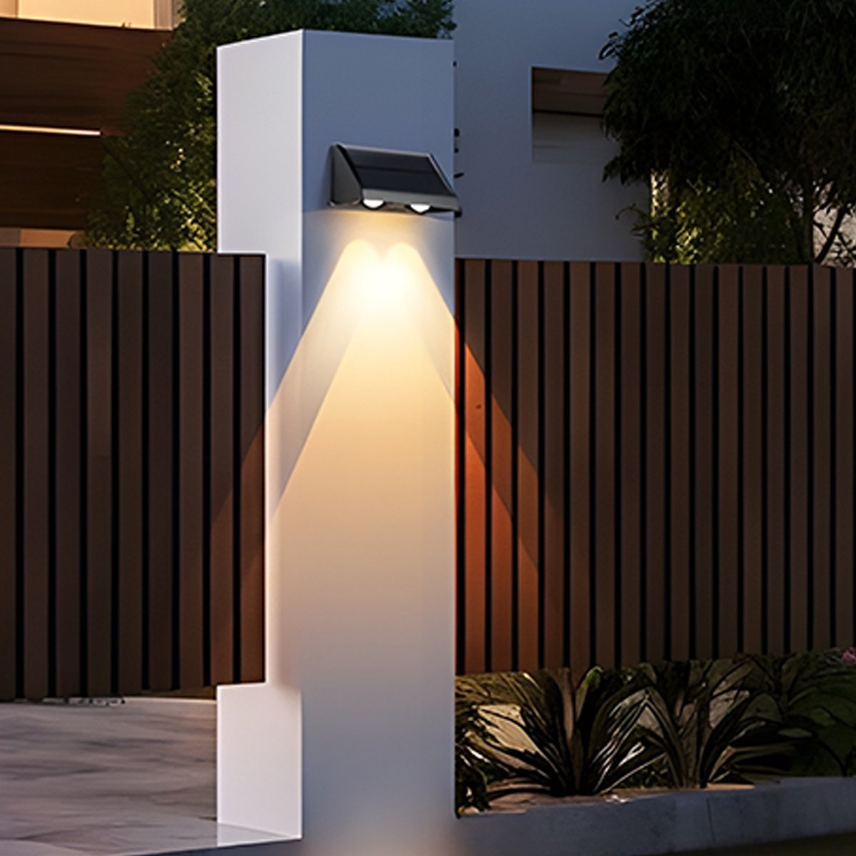 Wall Light Solar Powered 19.0 cm Black Outdoor Facade Up Down Waterproof Patio Entrance Garden Sconce | Thomler