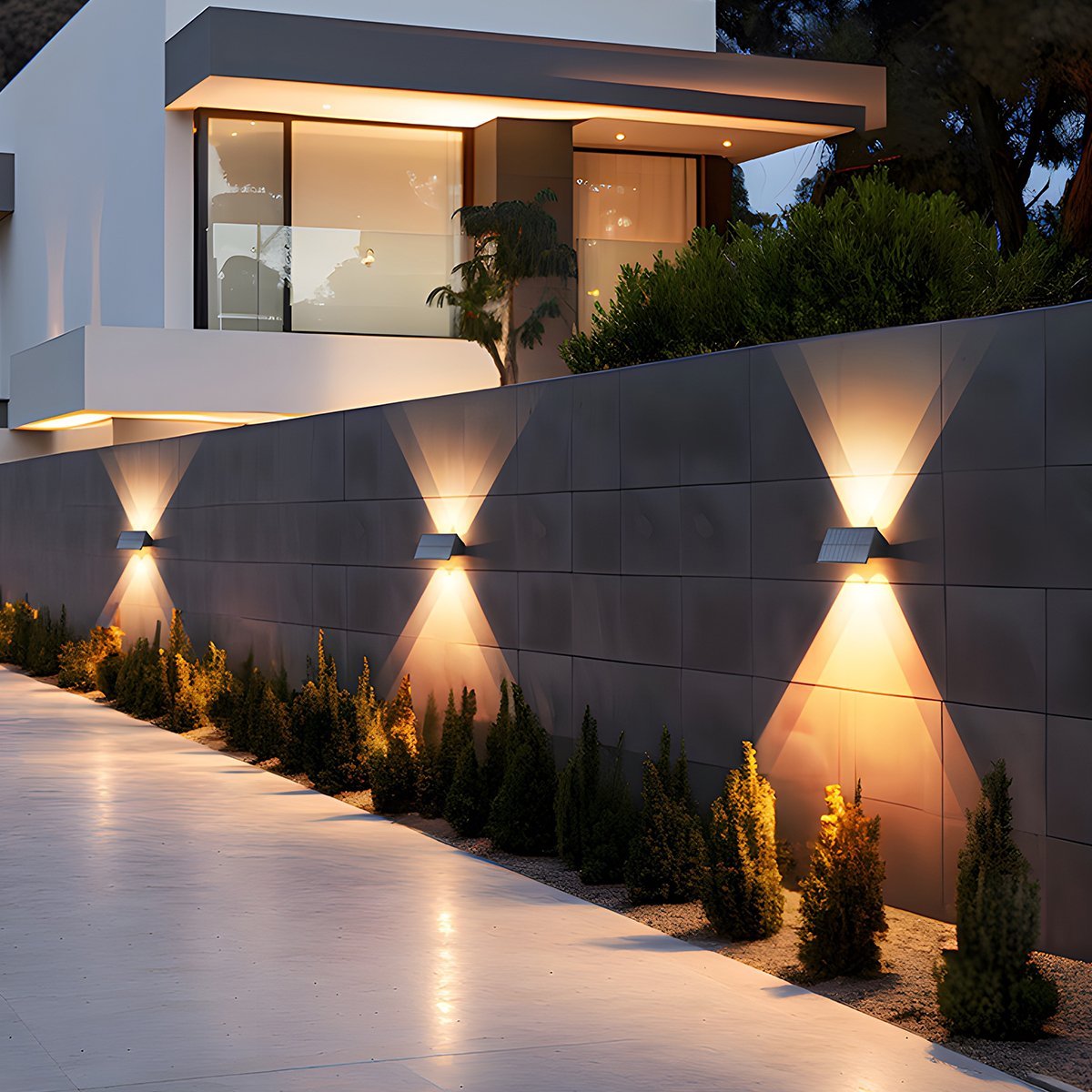 Wall Light Solar Powered 19.0 cm Black Outdoor Facade Up Down Waterproof Patio Entrance Garden Sconce | Thomler