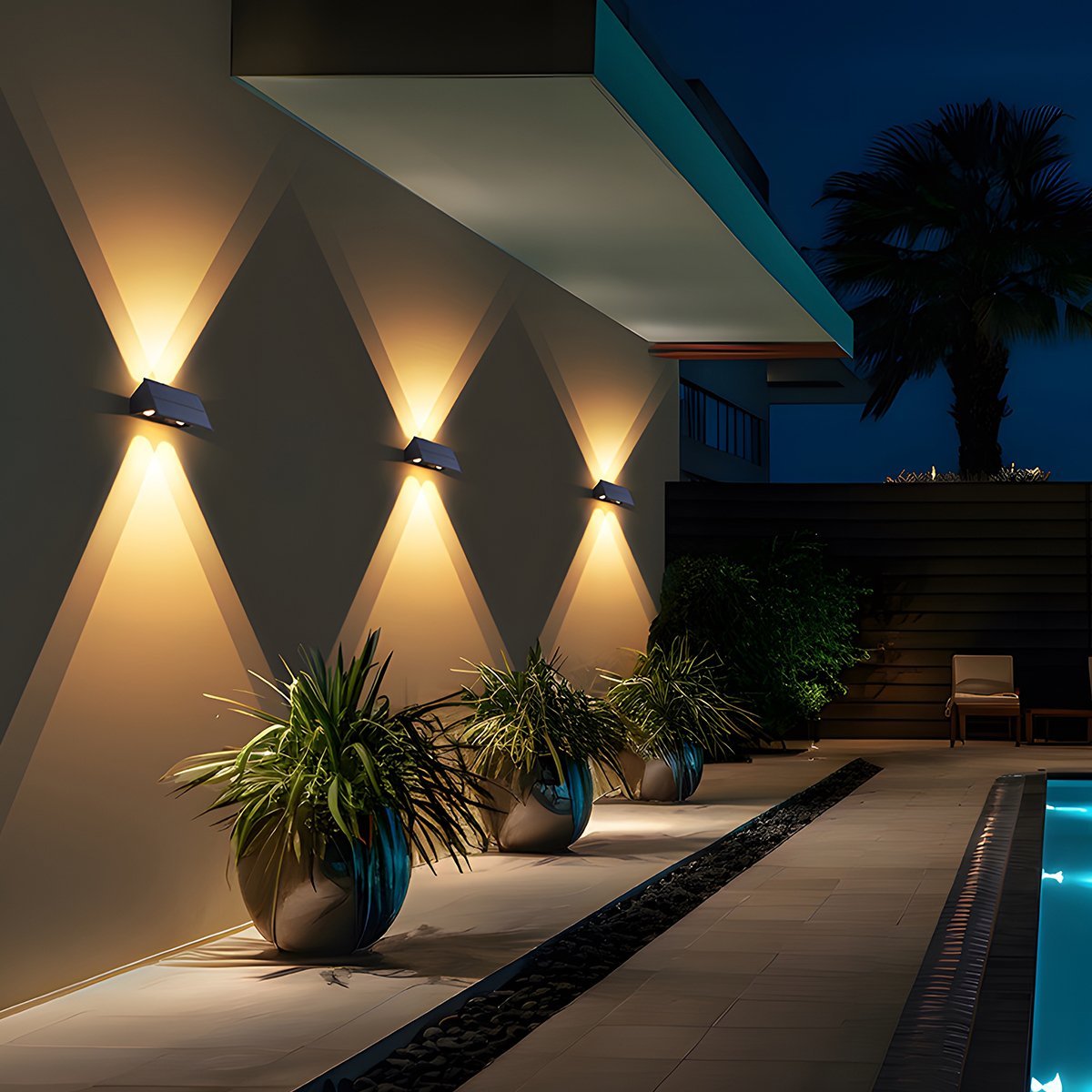Wall Light Solar Powered 19.0 cm Black Outdoor Facade Up Down Waterproof Patio Entrance Garden Sconce | Thomler