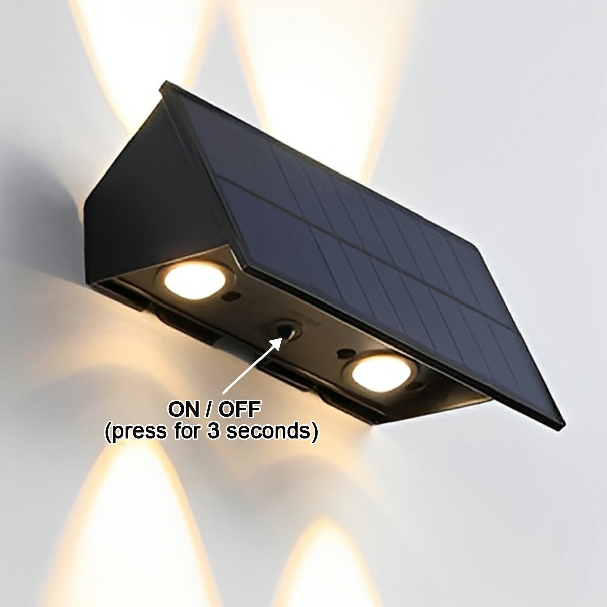 Wall Light Solar Powered 19.0 cm Black Outdoor Facade Up Down Waterproof Patio Entrance Garden Sconce | Thomler