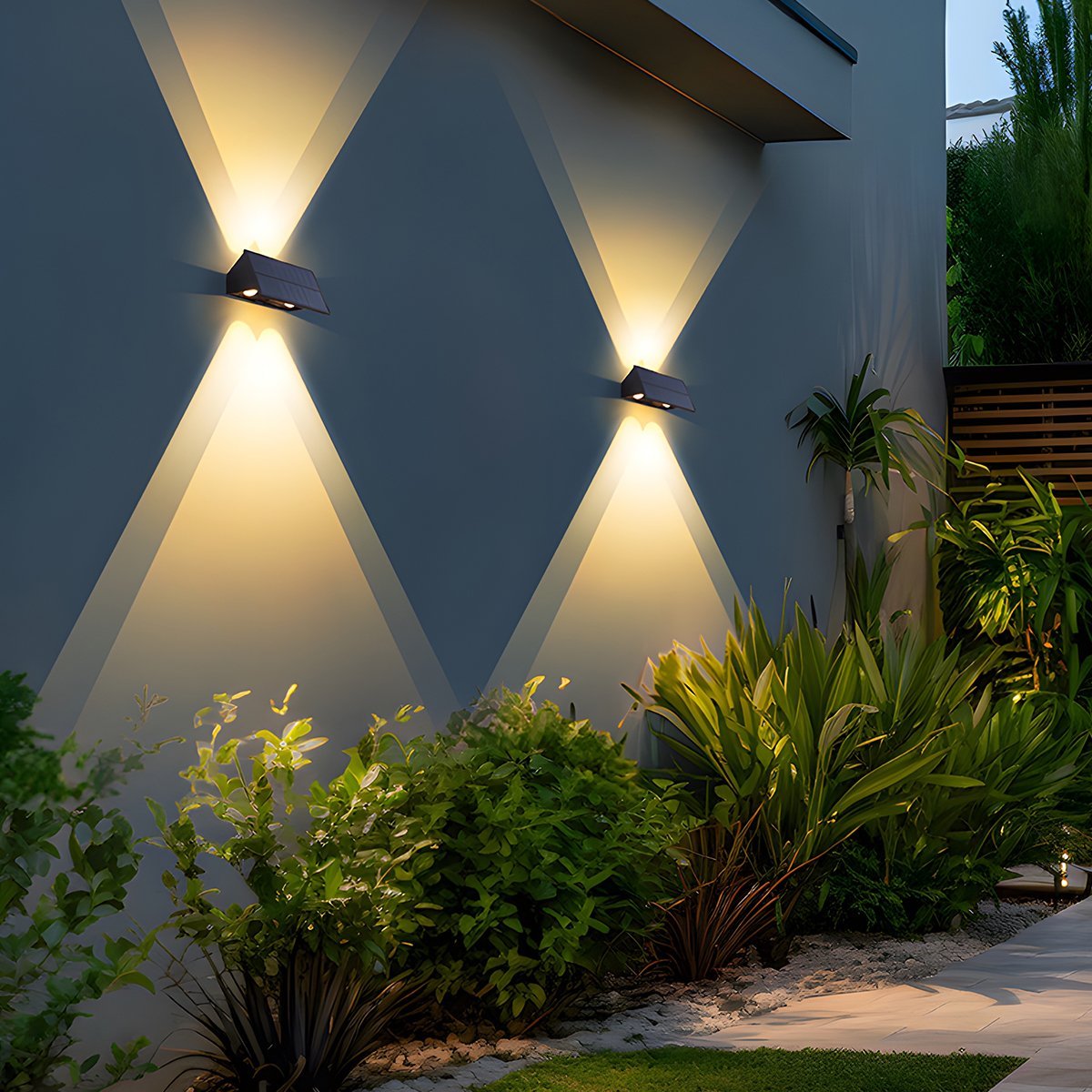 Wall Light Solar Powered 19.0 cm Black Outdoor Facade Up Down Waterproof Patio Entrance Garden Sconce | Thomler