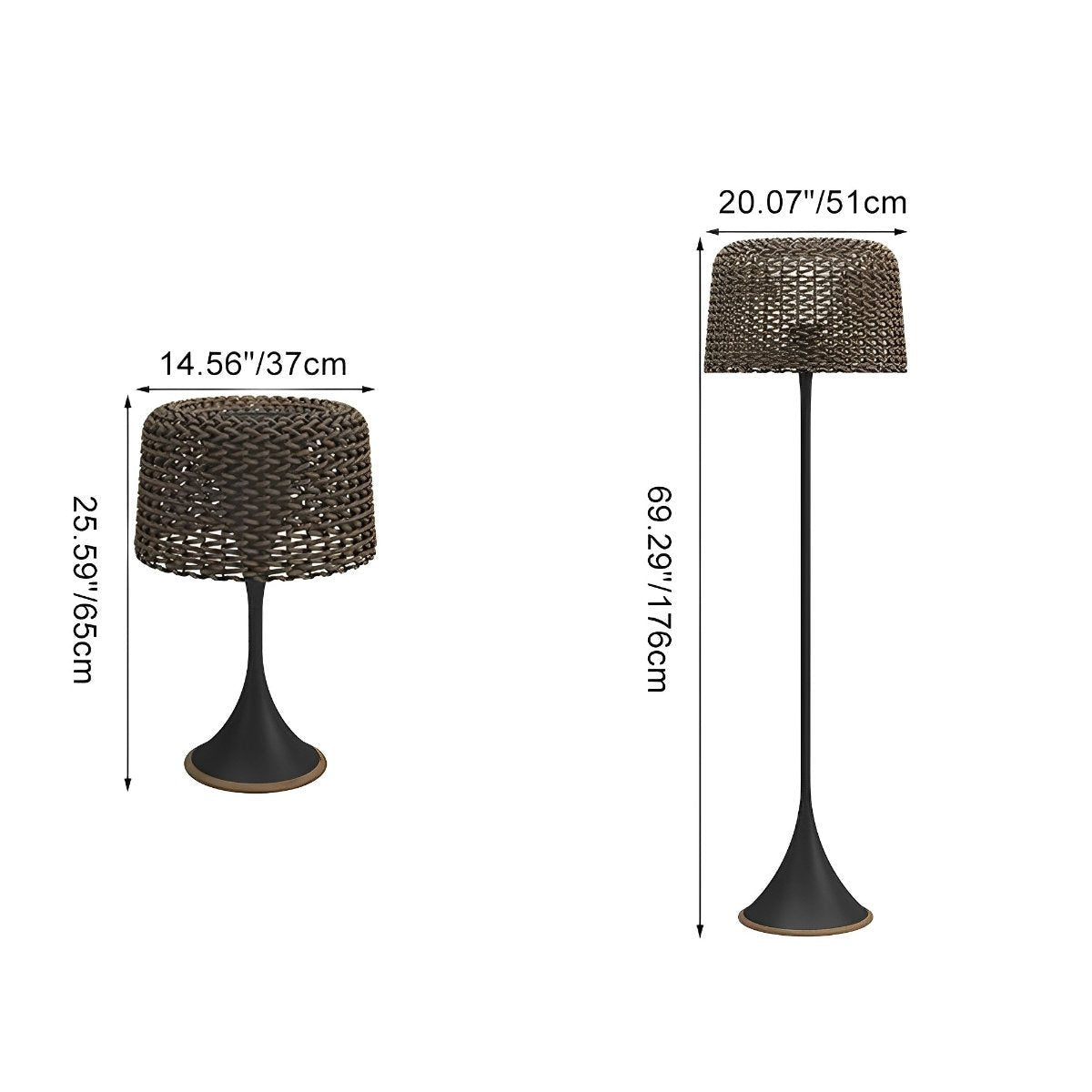 Floor Lamp Synthetic Rattan 176.0 cm White Outdoor Patio Solar LED Garden Lighting Waterproof | Thomler