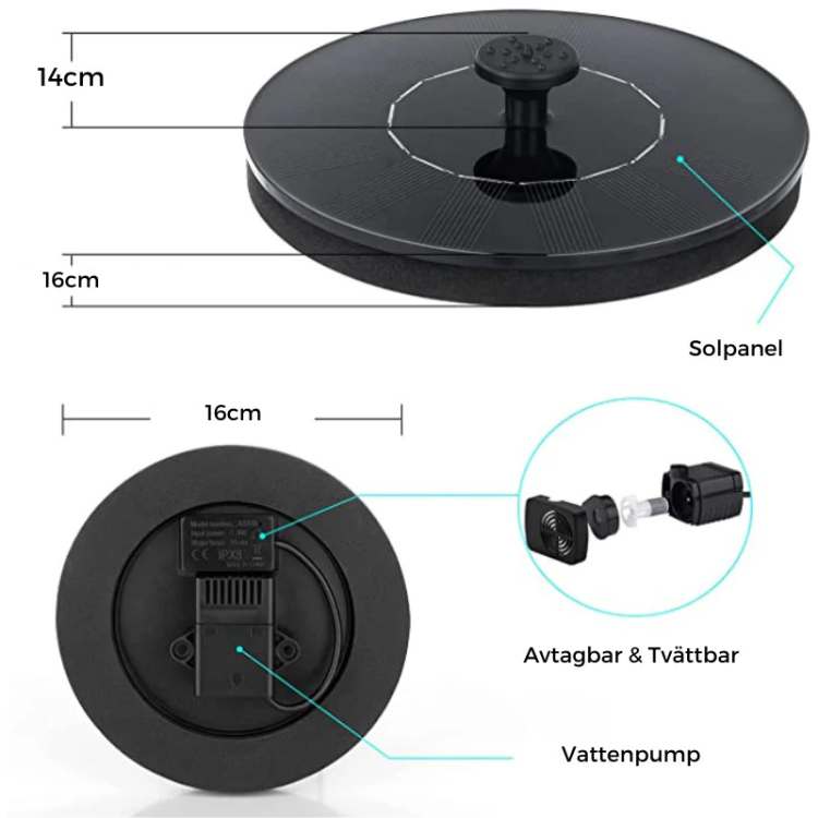 Floating Solar Fountain for Bird Bath Pond Pool Patio Garden Water Feature Outdoor Decoration Self-Contained Kit | Thomler