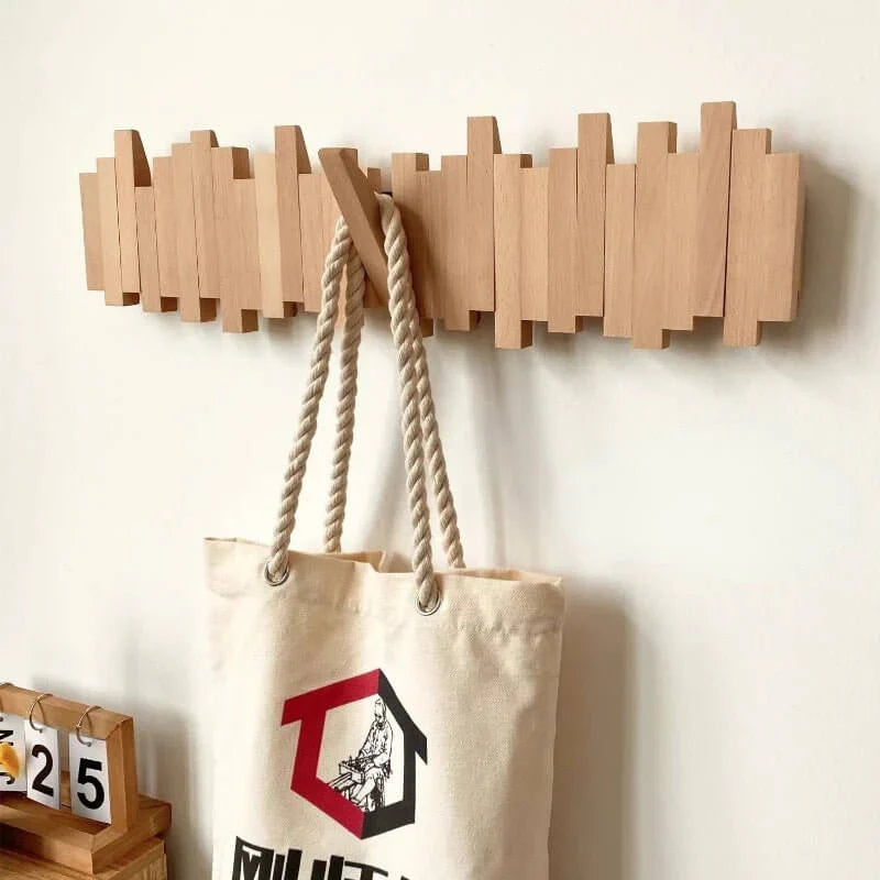 Wall-Mount Coat Rack with Wood Pegs – 3 to 8 Hook Styles in Walnut or Beech | Thomler