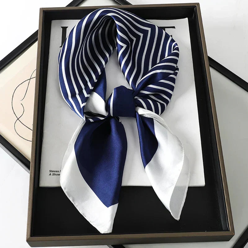 Plaid Silk Square Scarf 27.5 in Women's Neck Wrap Hair Band Accessory Spring Summer Multi-Wear Lightweight Fashion Kerchief | Thomler