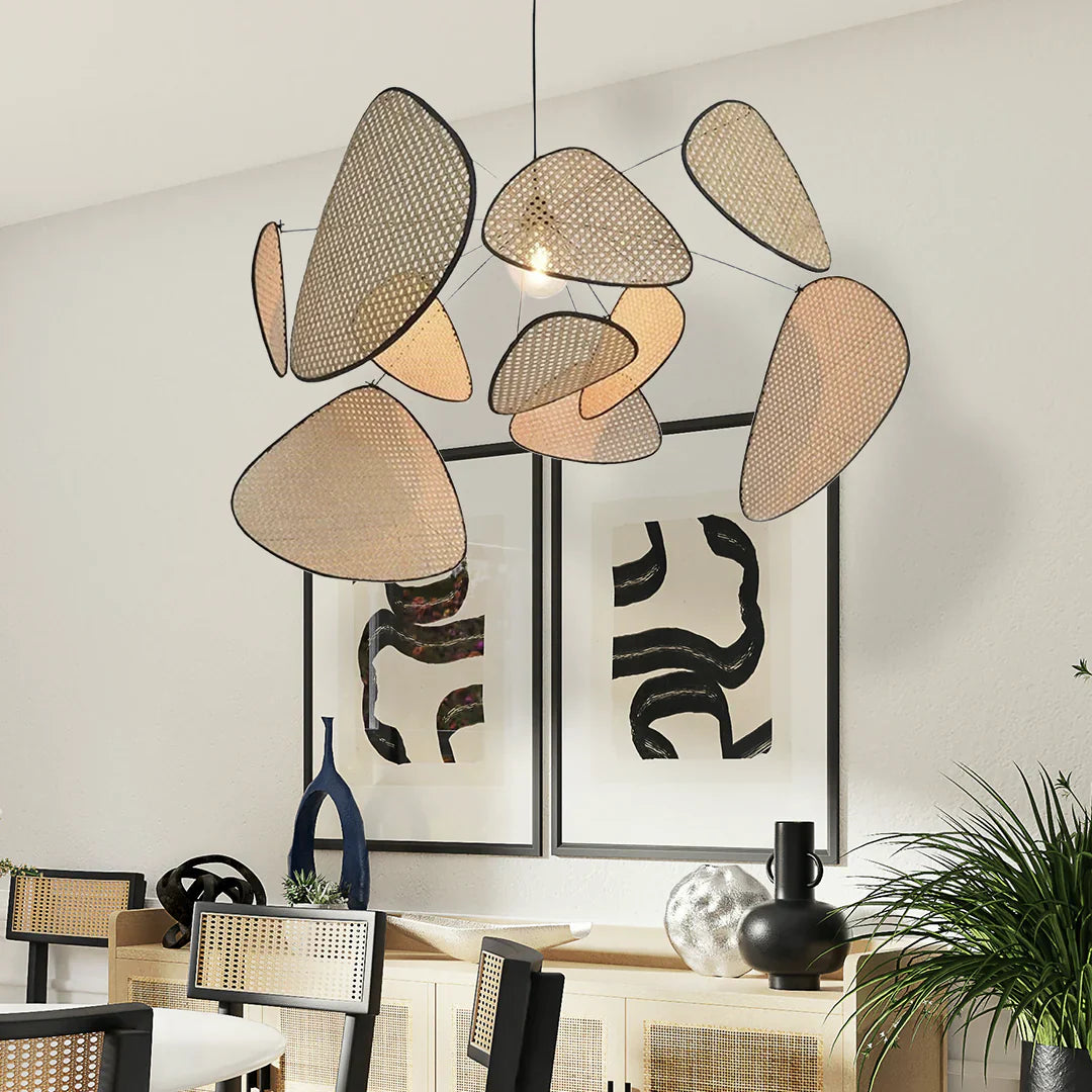 Pendant Light Rattan 120.0 cm Natural Dining Room Living Room Boho Japandi Scandinavian Hanging Ceiling Lamp E27 | Thomler
