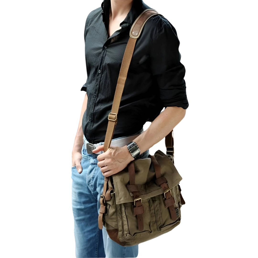 Men's Canvas Shoulder Bag with Multiple Pockets for Everyday Carry and Travel | Hands-Free Sling Pack for Phone Wallet Keys | Adjustable Str | Thomler