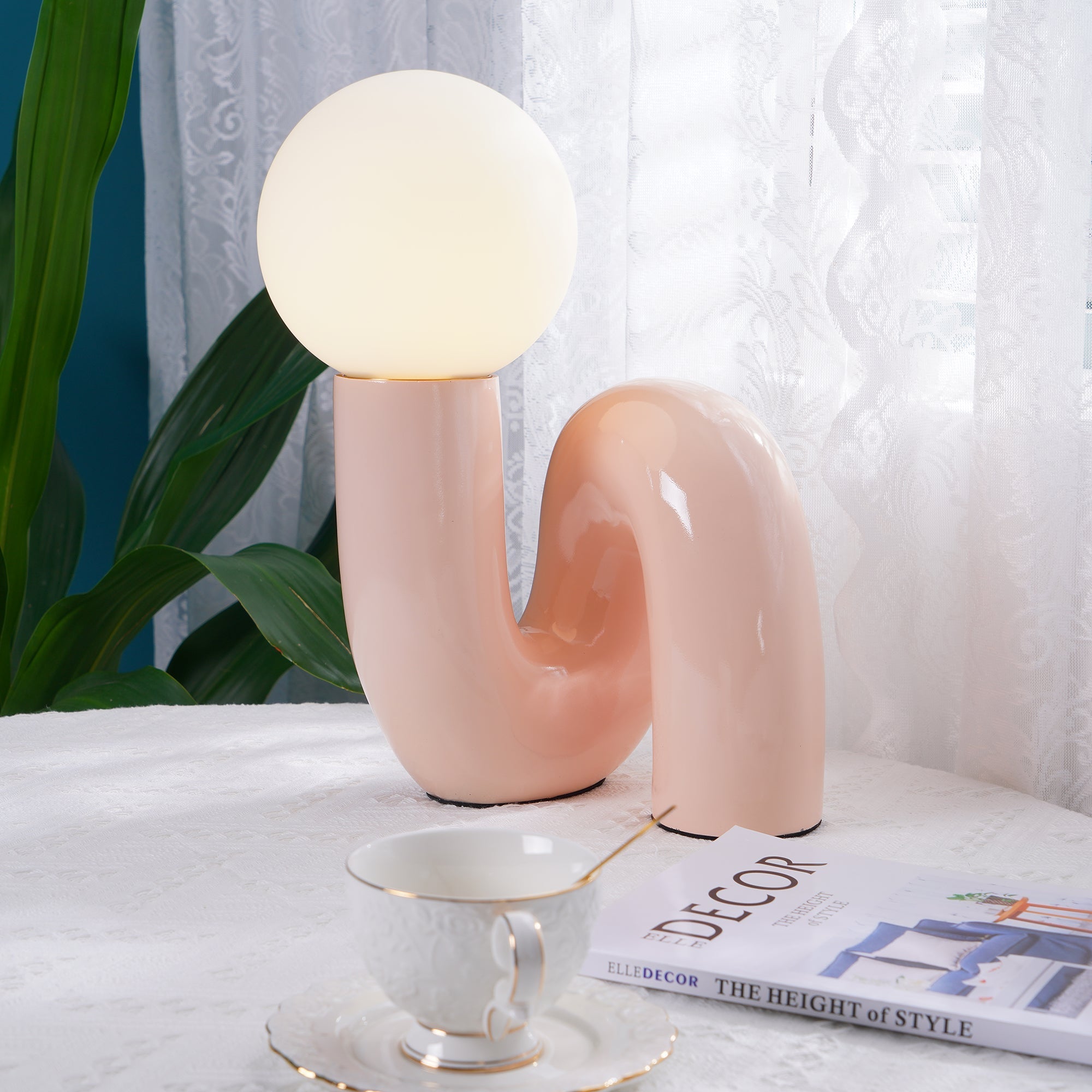 Table Lamp Glass Spiral 10.2 in Indoor Pink Blue White Dark Red Decorative LED Accent Light | Thomler