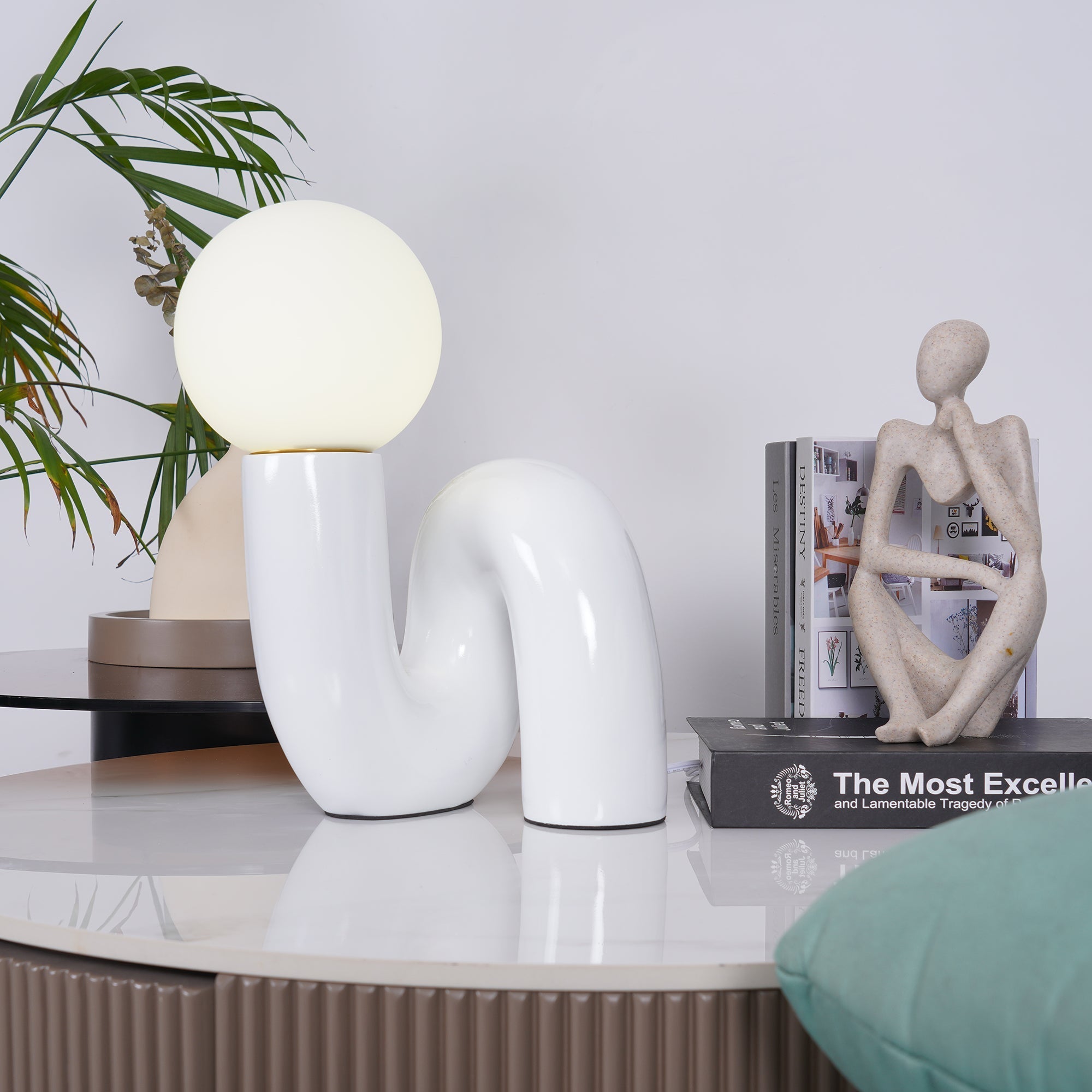 Table Lamp Glass Spiral 10.2 in Indoor Pink Blue White Dark Red Decorative LED Accent Light | Thomler