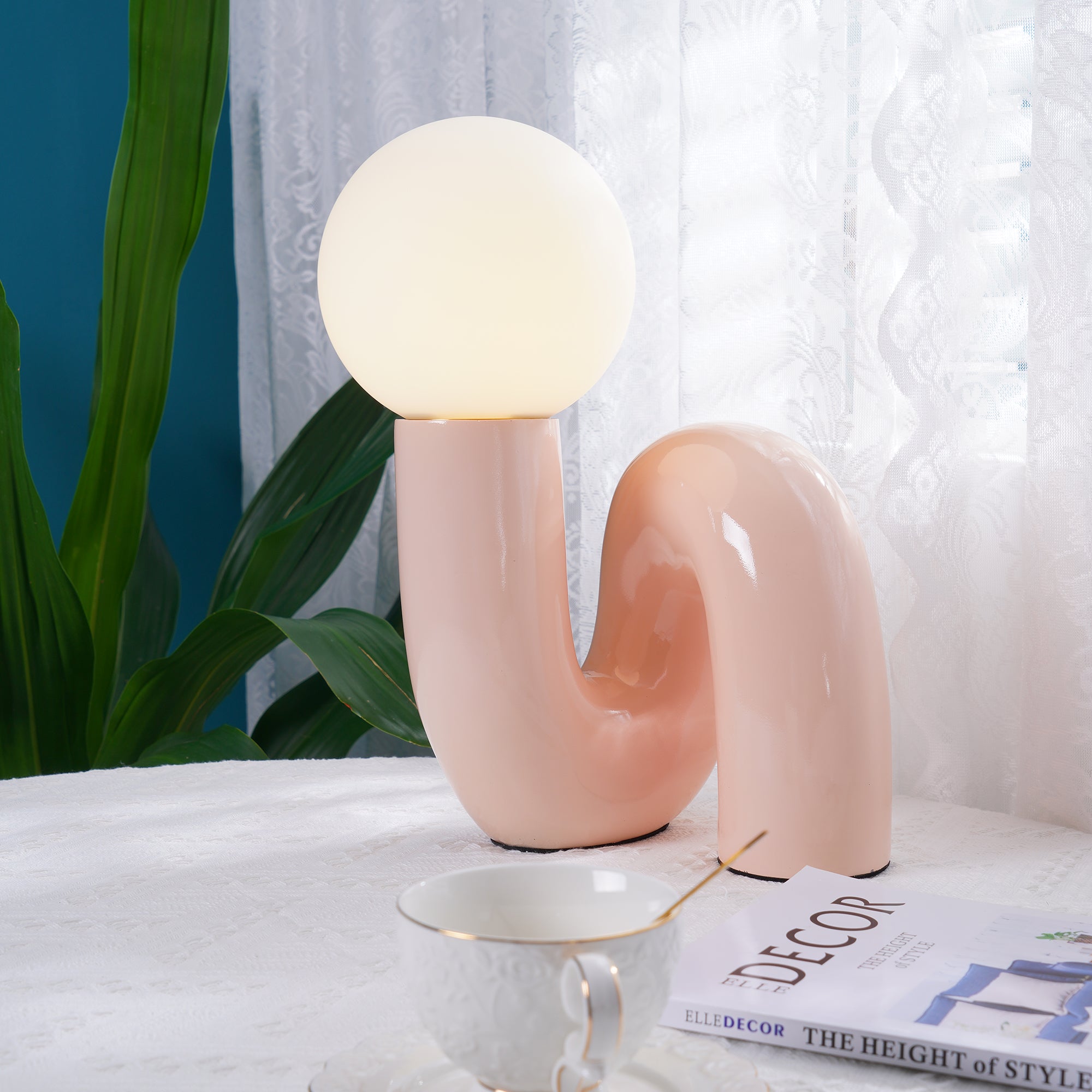 Table Lamp Glass Spiral 10.2 in Indoor Pink Blue White Dark Red Decorative LED Accent Light | Thomler