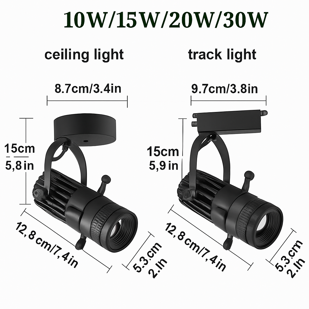 Dimmable LED Track Spotlight with Adjustable Beam Angle for Kitchen, Dining Room & Retail Display | Thomler